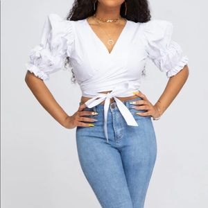 NWT Puff Sleeve Crop Top